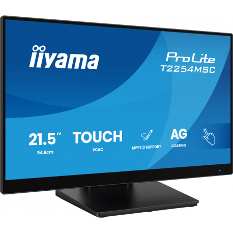 iiyama ProLite T2254MSC-B2AG - LED monitor - 21.5" (18.7" viewable) - touchscreen - 1920 x 1080 Full HD (1080p) @ 100 Hz - IPS - 300 cd / m² - 1300:1 - 4 ms - HDMI, DisplayPort - speakers - black - 3