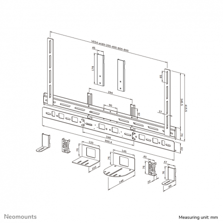 Neomounts AV30-500BL - Mounting kit (mount bracket) - for video bar - universal - black - screen size: 43"-110" - VESA-mountable - 17