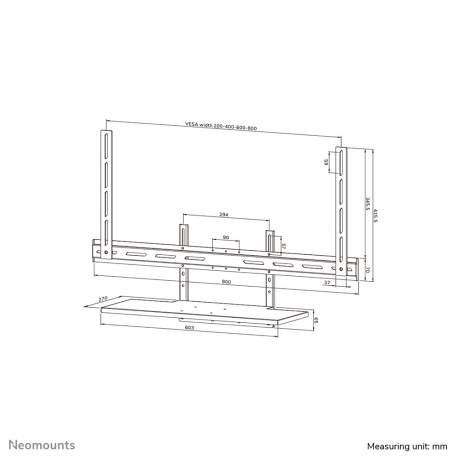 Neomounts AV40-500BL - Mounting kit (mount bracket, keyboard shelf) - for keyboard  /  mouse - universal - black - screen size: 43"-110" - VESA-mountable - 16