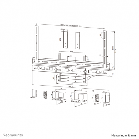Neomounts AV60-500BL - Mounting kit (mount bracket, laptop shelf) - for video bar  /  laptop - universal - black - screen size: 43"-110" - VESA-mountable - 16