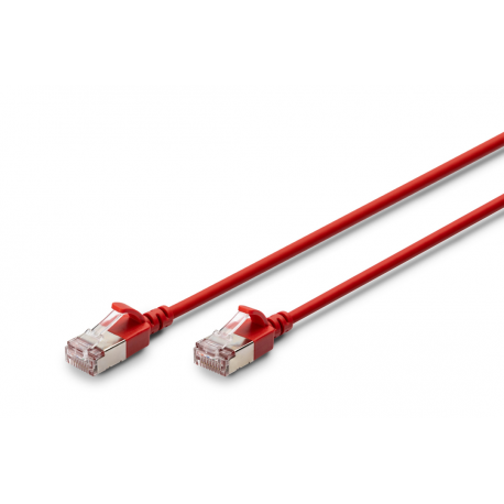 DIGITUS - Patch cable - RJ-45 (M) to RJ-45 (M) - 1 m - 3.8 mm - F / FTP - CAT 6a - IEEE 802.3 - halogen-free, slim - red - 0