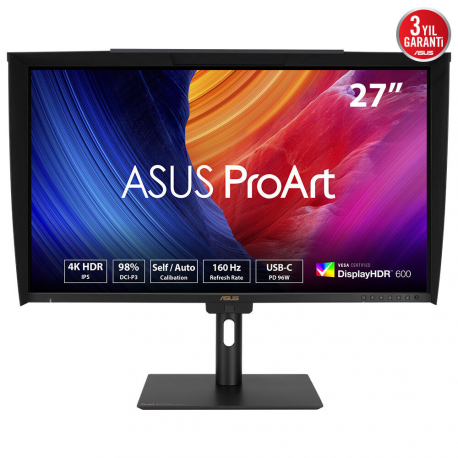 ASUS ProArt PA27UCGE - LED monitor - 27" - 3840 x 2160 4K @ 160 Hz - IPS - 600 cd / m² - 1000:1 - DisplayHDR 600 - 1 ms - 2xHDMI, DisplayPort, USB-C - speakers - black - 0