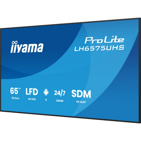 iiyama ProLite LH6575UHS-B2AG - 65" Diagonal Class (64.5" viewable) LED-backlit LCD display - digital signage - with built-in media player, SDM Slot PC - 4K UHD (2160p) 3840 x 2160 - black (bezel), matte finish - 4