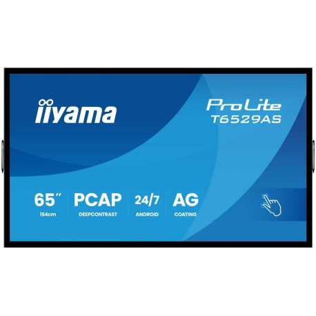 iiyama ProLite T6529AS-B1AG - 65" Diagonal Class (64.5" viewable) LED-backlit LCD display - digital signage - with touchscreen (multi touch) - 4K UHD (2160p) 3840 x 2160 - Edge LED - black (bezel), matte finish - 2