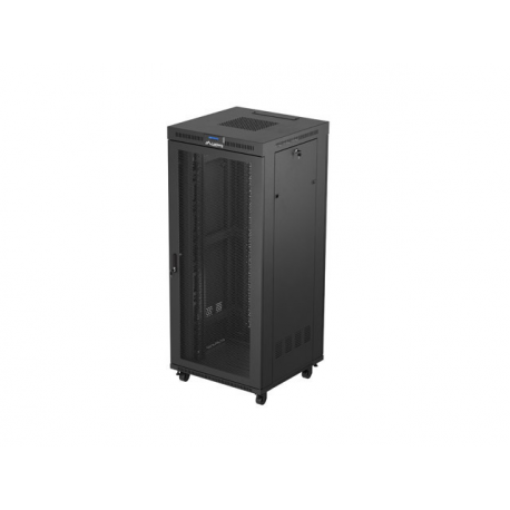 Lanberg FF01 series - Rack cabinet - 800 x 800, flat pack, with mesh door, LCD - with LCD screen, thermostat, 4 cooling fans - free-standing, floor-standing - black, RAL 9004 - 37U - 19" - 0