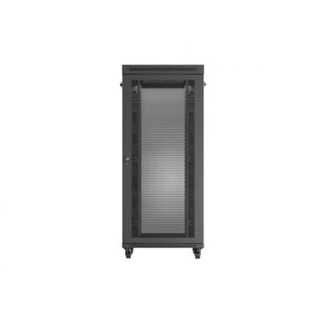 Lanberg FF01 series - Rack cabinet - 800 x 800, flat pack, with mesh door, LCD - with LCD screen, thermostat, 4 cooling fans - free-standing, floor-standing - black, RAL 9004 - 37U - 19" - 4