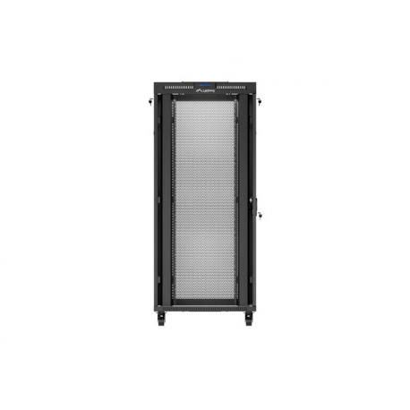 Lanberg FF01 series - Rack cabinet - 800 x 800, flat pack, with mesh door, LCD - with LCD screen, thermostat, 4 cooling fans - free-standing, floor-standing - black, RAL 9004 - 37U - 19" - 5