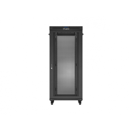 Lanberg FF01 series - Rack cabinet - 800 x 800, flat pack, with mesh door, LCD - with LCD screen, thermostat, 4 cooling fans - free-standing, floor-standing - black, RAL 9004 - 37U - 19" - 6