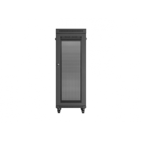 Lanberg FF01 series - Rack - 600 x 1000, flat pack, with mesh door, LCD - with thermostat, LCD screen, 6 cooling fans - free-standing - black, RAL 9004 - 32U - 19" - 5