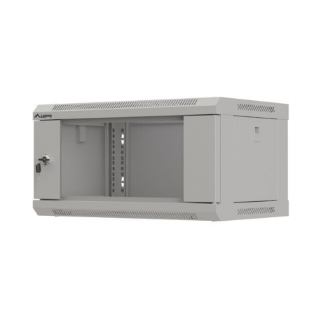Lanberg WF03 Series - Rack cabinet - 540 x 350, flat pack, with glass door - wall mountable - grey, RAL 7035 - 4U - 19" - 1