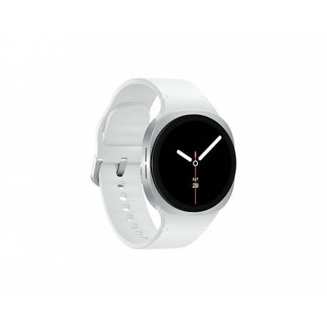 Samsung Galaxy Watch8 - 40 mm - silver - smart watch with sport band - rubber - white - band size: S/M - display 1.34" - 32 GB - NFC, Bluetooth, Wi-Fi - 30 g - 2