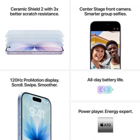 Apple iPhone 17 - 5G smartphone - dual-SIM  /  Internal Memory 512 GB - OLED display - 6.3" - 2622 x 1206 pixels (120 Hz) - 2x rear cameras 48 MP, 48 MP - front camera 18 Megapixel - white - 5
