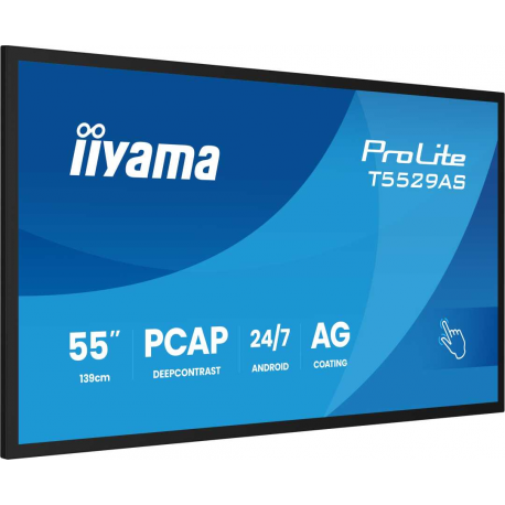 iiyama ProLite T5529AS-B1AG - 55" Diagonal Class (54.6" viewable) LED-backlit LCD display - digital signage - with touchscreen (multi touch) - 4K UHD (2160p) 3840 x 2160 - Direct LED - black (bezel), matte finish - 4