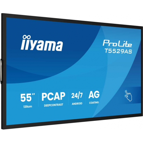 iiyama ProLite T5529AS-B1AG - 55" Diagonal Class (54.6" viewable) LED-backlit LCD display - digital signage - with touchscreen (multi touch) - 4K UHD (2160p) 3840 x 2160 - Direct LED - black (bezel), matte finish - 6