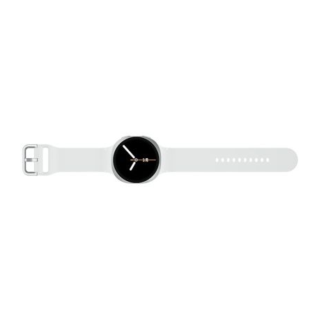 Samsung Galaxy Watch8 - 44 mm - silver - smart watch with sport band - rubber - white - band size: M/L - display 1.47" - 32 GB - NFC, Bluetooth, Wi-Fi - 34 g - 4