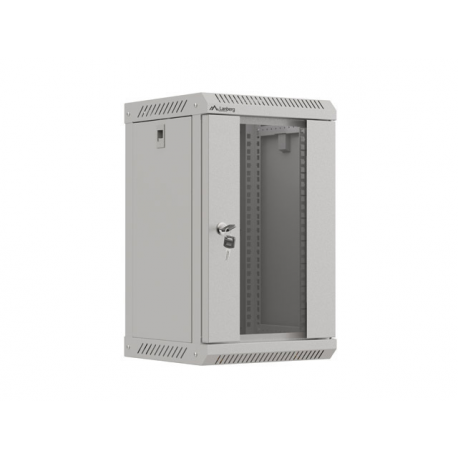 Lanberg WF11 Series - Rack cabinet - 300 x 300, with glass door, flat pack - wall mountable - grey, RAL 7035 - 9U - 10" - 0