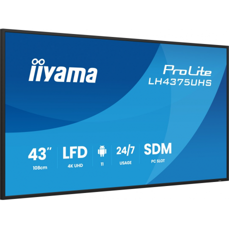 iiyama ProLite LH4375UHS-B2AG - 43" Diagonal Class (42.5" viewable) LED-backlit LCD display - digital signage - with built-in media player, SDM Slot PC - 4K UHD (2160p) 3840 x 2160 - black (bezel), matte finish - 3