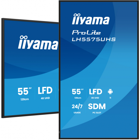iiyama ProLite LH5575UHS-B2AG - 55" Diagonal Class (54.6" viewable) LED-backlit LCD display - digital signage - with built-in media player, SDM Slot PC - 4K UHD (2160p) 3840 x 2160 - black (bezel), matte finish - 0