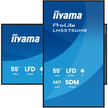 iiyama ProLite LH5575UHS-B2AG - 55" Diagonal Class (54.6" viewable) LED-backlit LCD display - digital signage - with built-in media player, SDM Slot PC - 4K UHD (2160p) 3840 x 2160 - black (bezel), matte finish - 4