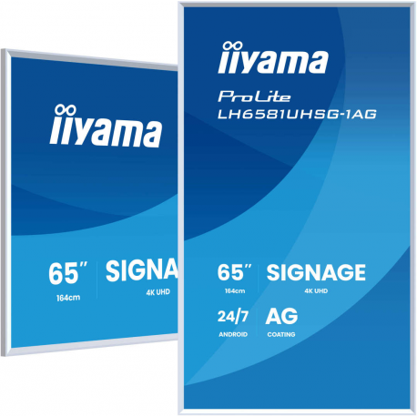 iiyama ProLite LH6581UHSG-1AG - 65" Diagonal Class (64.5" viewable) LED-backlit LCD display - digital signage - with built-in SoC media player - 4K UHD (2160p) 3840 x 2160 - white bezel, matte finish - 0