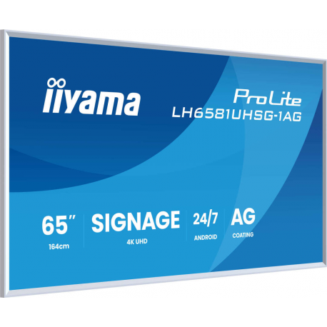 iiyama ProLite LH6581UHSG-1AG - 65" Diagonal Class (64.5" viewable) LED-backlit LCD display - digital signage - with built-in SoC media player - 4K UHD (2160p) 3840 x 2160 - white bezel, matte finish - 3