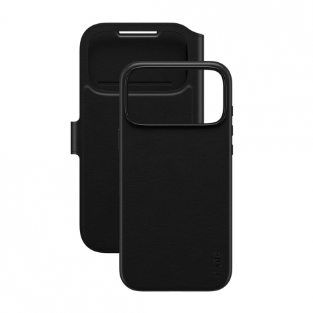 CARE by PanzerGlass Tango - Flip cover for mobile phone - MagSafe compatibility - vegan leather - black - 3