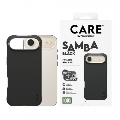 CARE by PanzerGlass Samba - Back cover for mobile phone - MagSafe compatibility - thermoplastic polyurethane (TPU) - black - for Apple iPhone Air - 1