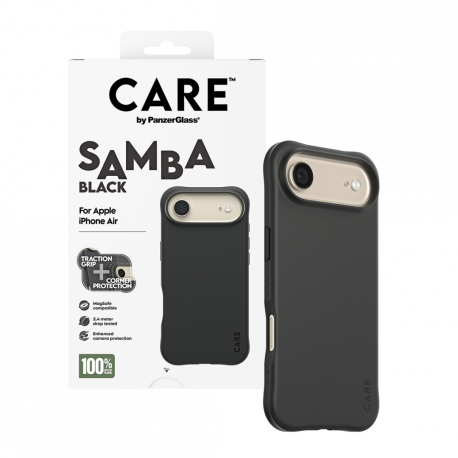 CARE by PanzerGlass Samba - Back cover for mobile phone - MagSafe compatibility - thermoplastic polyurethane (TPU) - black - for Apple iPhone Air - 4