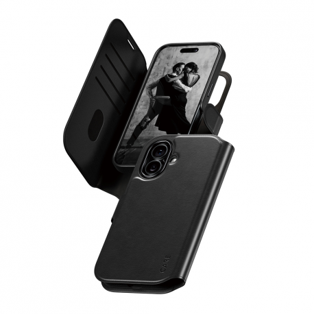 CARE by PanzerGlass Tango - Flip cover for mobile phone - MagSafe compatibility - vegan leather - black - for Apple iPhone 17 - 0