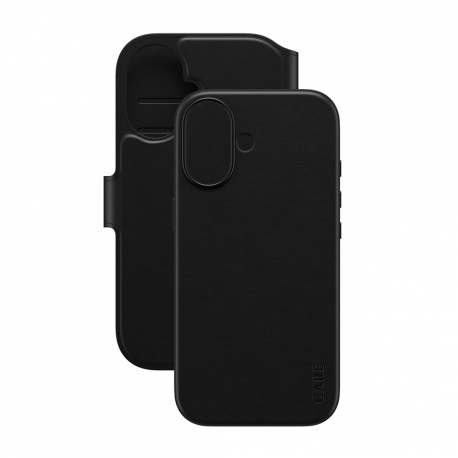 CARE by PanzerGlass Tango - Flip cover for mobile phone - MagSafe compatibility - vegan leather - black - for Apple iPhone 17 - 3