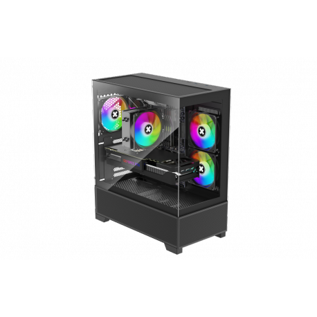 Xilence Xilent Beam - Midi-tower - ATX - windowed side panel (tempered glass) - no power supply (ATX) - black - USB/Audio - 2