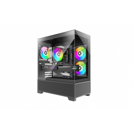 Xilence Xilent Beam - Midi-tower - ATX - windowed side panel (tempered glass) - no power supply (ATX) - black - USB/Audio - 5