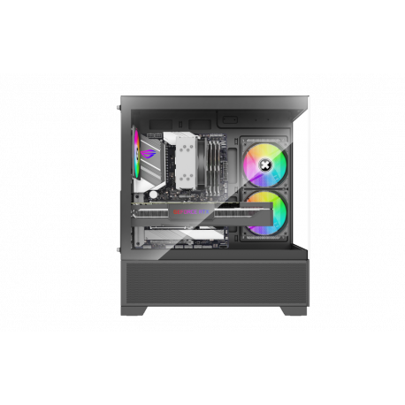 Xilence Xilent Beam - Midi-tower - ATX - windowed side panel (tempered glass) - no power supply (ATX) - black - USB/Audio - 6