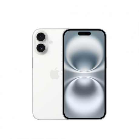 Apple iPhone 16 - 5G smartphone - dual-SIM  /  Internal Memory 128 GB - OLED display - 6.1" - 2556 x 1179 pixels - 2x rear cameras 48 MP, 12 MP - front camera 12 MP - white - 0