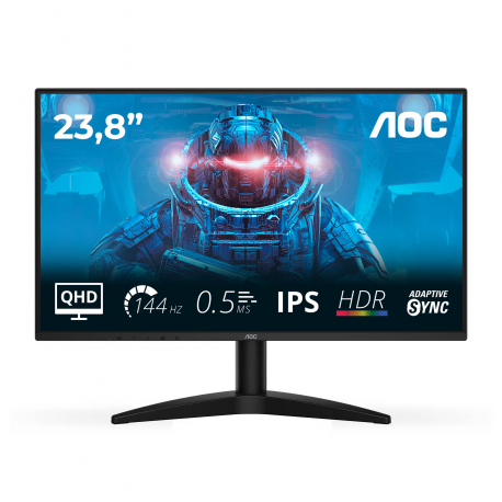 AOC Basic-line Q24B36X - B3 Series - LED monitor - 24" (23.8" viewable) - 2560 x 1440 QHD @ 144 Hz - IPS - 300 cd / m² - 1300:1 - HDR10 - 0.5 ms - HDMI, DisplayPort - black - 0