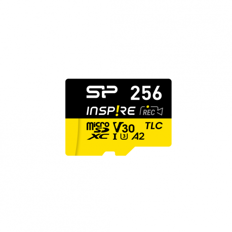 SILICON POWER Inspire - Flash memory card (SD adapter included) - 256 GB - A2  /  Video Class V30  /  UHS-I U3  /  Class10 - microSDXC UHS-I U3 - 0