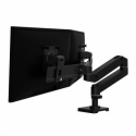 Ergotron LX Pro - Mounting kit (dual direct arm, 2 pivots, 2-piece desk clamp, attachment hardware, base, dual displays bow, extension, pole, pole collar) - for 2 flat panels - aluminium - black - screen size: up to 27" - desk-mountable
