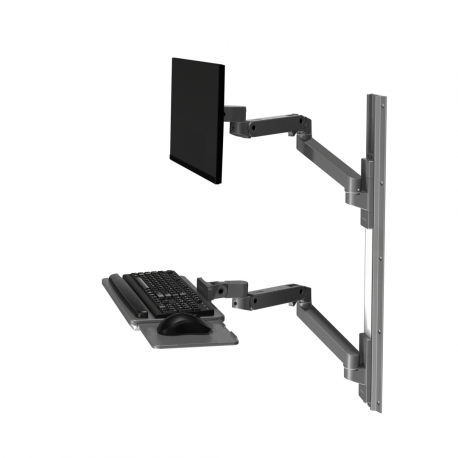 Ergotron LX Pro - Mounting kit (2 arms, 2 extensions, keyboard tray, slide-out mouse tray, mouse holder, 2 wall mount bases, wall track 34", wall bracket, 2 cable channels, monitor pivot, keyboard pivot) - for LCD display  /  PC equipment - aluminium - dark grey - screen size: up to 34" - 1
