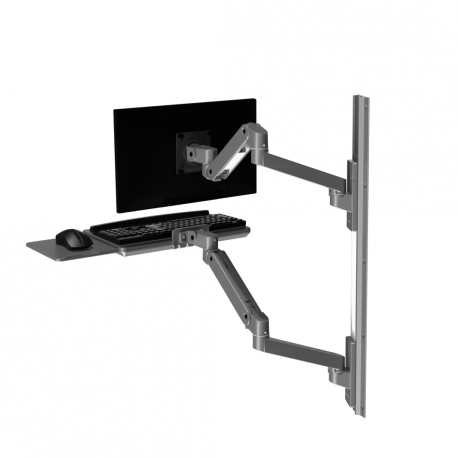 Ergotron LX Pro - Mounting kit (2 arms, 2 extensions, keyboard tray, slide-out mouse tray, mouse holder, 2 wall mount bases, wall track 34", wall bracket, 2 cable channels, monitor pivot, keyboard pivot) - for LCD display  /  PC equipment - aluminium - dark grey - screen size: up to 34" - 2