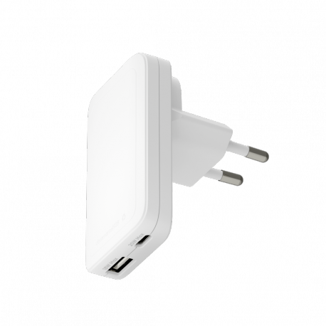 dbramante1928 re-charge Pro - Power adapter - slim - 20 Watt - 2 output connectors (24 pin USB-C, USB) - white - 0