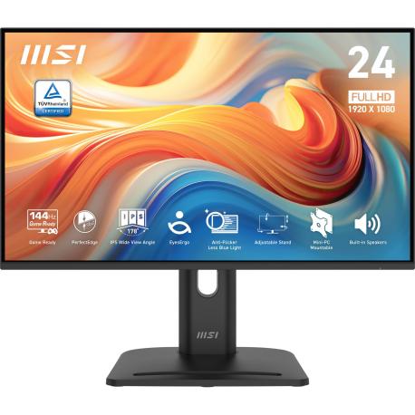 MSI PRO MP245PG E14 - LED monitor - gaming - 24" (23.8" viewable) - 1920 x 1080 Full HD (1080p) @ 144 Hz - IPS - 300 cd / m² - 1500:1 - 1 ms - HDMI, VGA, DisplayPort - speakers - 0