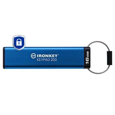 Kingston IronKey Keypad 200 - USB flash drive - encrypted - 16 GB - USB 3.2 Gen 1 - 0