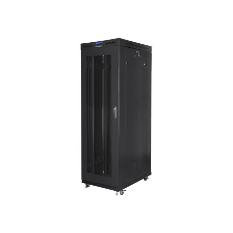 Lanberg - Rack cabinet - with 4 cooling fans, display - black, RAL 9004 - 42U - 19" - 0