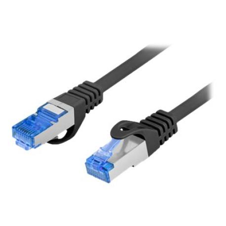 Lanberg - Patch cable - RJ-45 (M) to RJ-45 (M) - 1 m - 6 mm - S / FTP - CAT 6a - halogen-free, molded, snagless, stranded - black, RAL 9004 - 0