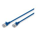 DIGITUS - Patch cable - RJ-45 (M) to RJ-45 (M) - 50 cm - 3.8 mm - F / FTP - CAT 6a - IEEE 802.3 - halogen-free, slim - blue