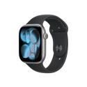 Apple Watch Series 11 (GPS) - 46 mm - space grey aluminium - smart watch with sport band - fluoroelastomer - black - band size: S/M - 64 GB - Wi-Fi 4, UWB, Bluetooth - 37.8 g