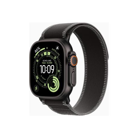 Apple Watch Ultra 3 - 49 mm - black titanium - Yes smart watch with Trail Loop - nylon weave - black/charcoal - band size: S/M - 64 GB - LTE, NFC, Wi-Fi 4, UWB, Bluetooth - 5G - 61.8 g - 0