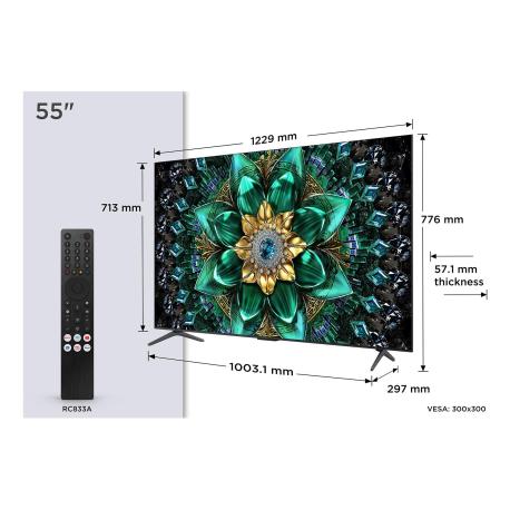 TCL 55Q6C - 55" Diagonal Class Q6C Series LED-backlit LCD TV - QD-Mini LED - Smart TV - Android TV - 4K UHD (2160p) 3840 x 2160 - HDR - Quantum Dot, Mini-LED - 1
