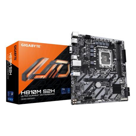 Gigabyte H810M S2H - Motherboard - micro ATX - LGA1851 Socket - H810 Chipset - USB-C 3.2 Gen 1, USB 3.2 Gen 1 - Gigabit LAN - onboard graphics (CPU required) - HD Audio (8-channel) - 0