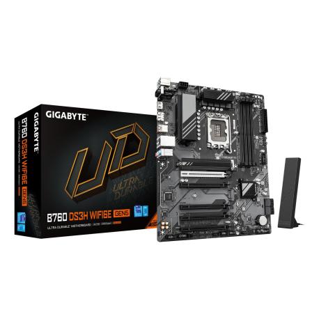 Gigabyte B760 DS3H WIFI6E GEN5 - Motherboard - ATX - LGA1700 Socket - B760 Chipset - USB-C 3.2 Gen 2x2, USB-C 3.2 Gen 1, USB 3.2 Gen 2, USB 3.2 Gen 1 - 2.5 Gigabit LAN, Wi-Fi 6E, Bluetooth - onboard graphics (CPU required) - HD Audio (8-channel) - 0